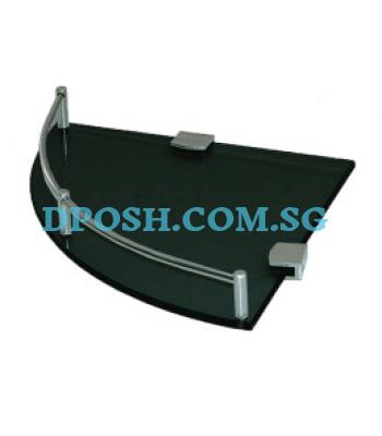 FG-0330-25 Single Layer Corner Glass Shelf  ( TINTED BLACK  GLASS )