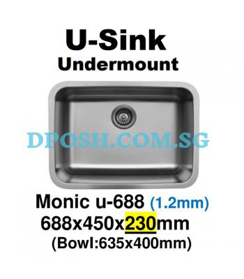 Monic-U-688-Stainless Steel Undermount Kitchen Sink