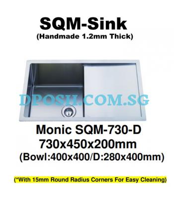 Monic-SQM-730D-1.2mm Handmade Stainless Steel Undermount Kitchen Sink