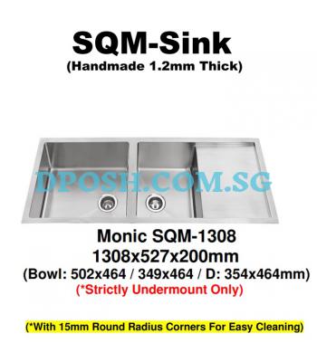 Monic-SQM-1308-1.2mm Handmade Stainless Steel Undermount Kitchen Sink