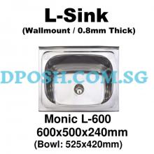 Monic-L-600-Stainless Steel Wallmount Kitchen Sink 