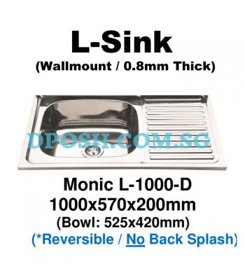 Monic-L-1000-D Stainless Steel Wallmount Kitchen Sink