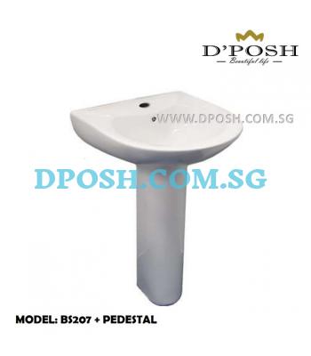 Baron-BS207-Wall Mounted Ceramic Basin ( FULL SET WITH PEDESTAL )