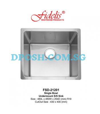 Fidelis-FSD-21201-1.2mm Stainless Steel Undermount Kitchen Sink