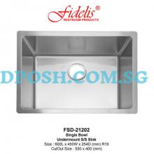 Fidelis-FSD-21202-1.2mm Stainless Steel Undermount Kitchen Sink 