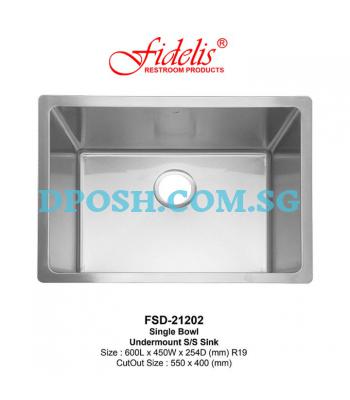 Fidelis-FSD-21202-1.2mm Stainless Steel Undermount Kitchen Sink