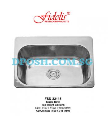 Fidelis-FSD-22115-0.8mm Stainless Steel Insert Kitchen Sink