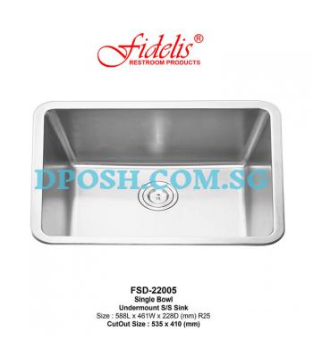 Fidelis-FSD-22005-1.05mm Stainless Steel Undermount Kitchen Sink