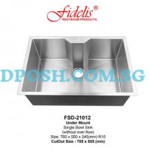 Fidelis-FSD-21012-1.2mm Stainless Steel Undermount Kitchen Sink 