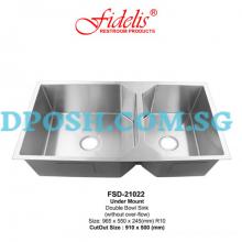 Fidelis-FSD-21022-1.2mm Stainless Steel Undermount Kitchen Sink 