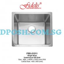 Fidelis-FSD-21211-1.2mm Stainless Steel Undermount Kitchen Sink 