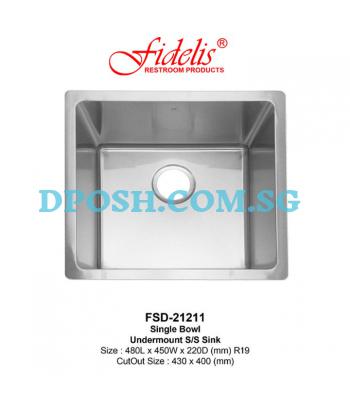 Fidelis-FSD-21211-1.2mm Stainless Steel Undermount Kitchen Sink