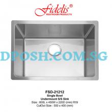 Fidelis-FSD-21212-1.2mm Stainless Steel Undermount Kitchen Sink 