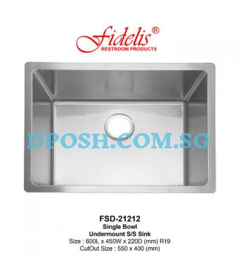 Fidelis-FSD-21212-1.2mm Stainless Steel Undermount Kitchen Sink