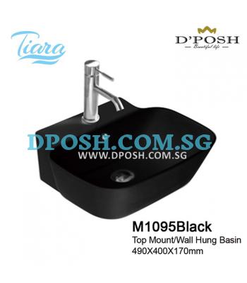 Tiara-M1095-Black-Counter Top/Wall Mounted  Ceramic Basin