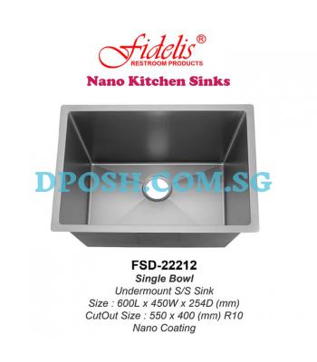 Fidelis-FSD-22212-( NANO COATING ) 1.2mm Stainless Steel Undermount Kitchen Sink