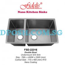Fidelis-FSD-22316-( NANO COATING ) 1.2mm Stainless Steel Undermount Kitchen Sink 