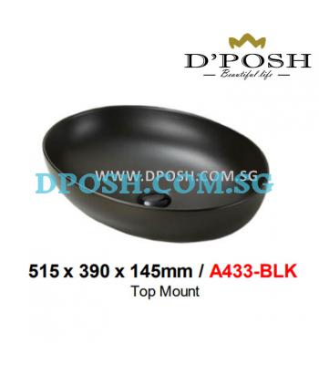 Baron-A433-( Matt Black ) Counter Top Ceramic Basin 