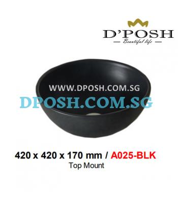 Baron-A025-BLK-( Matt Black ) Counter Top Ceramic Basin