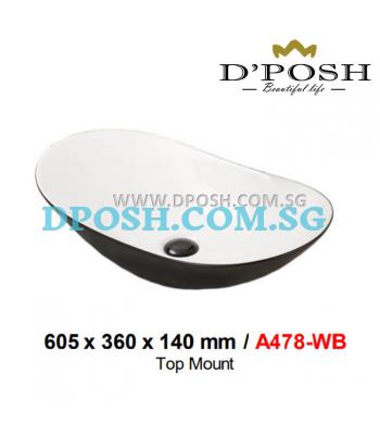 Baron-A478-WB-( White/Black ) Counter Top Ceramic Basin