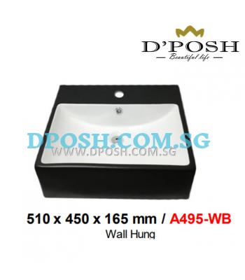 Baron-A495-WB-( White/Black )-Counter Top/Wall Mounted  Ceramic Basin