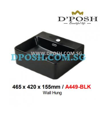 Baron-A449-BLK-( Matt Black ) Counter Top/Wall Mounted  Ceramic Basin