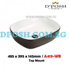 Baron-A419-WB-( White/Black ) Counter Top Ceramic Basin
