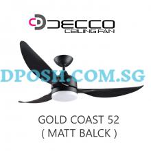 DECCO-Gold Coast 52'' ( MATT BLACK ) Ceiling Fan With Remote Control & 20W RGB