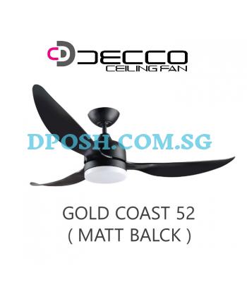 DECCO-Gold Coast 52'' ( MATT BLACK ) Ceiling Fan With Remote Control & 20W RGB