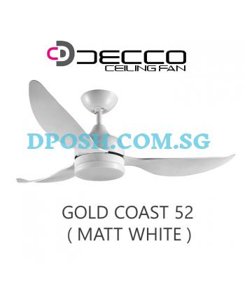 DECCO-Gold Coast 52'' ( MATT WHITE ) Ceiling Fan With Remote Control & 20W RGB