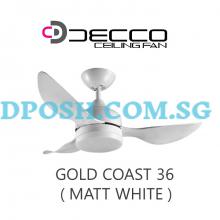DECCO-Gold Coast 36'' ( MATT WHITE ) Ceiling Fan With Remote Control & 20W RGB