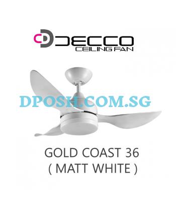DECCO-Gold Coast 36'' ( MATT WHITE ) Ceiling Fan With Remote Control & 20W RGB