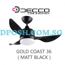 DECCO-Gold Coast 36'' ( MATT BLACK ) Ceiling Fan With Remote Control & 20W RGB