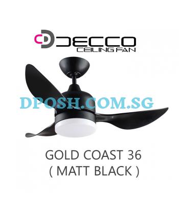 DECCO-Gold Coast 36'' ( MATT BLACK ) Ceiling Fan With Remote Control & 20W RGB