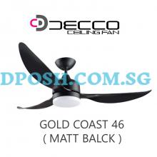 DECCO-Gold Coast 46'' ( MATT BLACK ) Ceiling Fan With Remote Control & 20W RGB