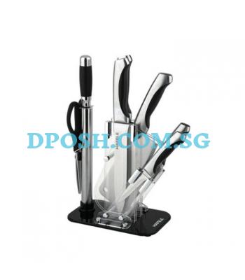 HAFELE 531.01.001 8-pc Knife Set with Stand in Red Metallic