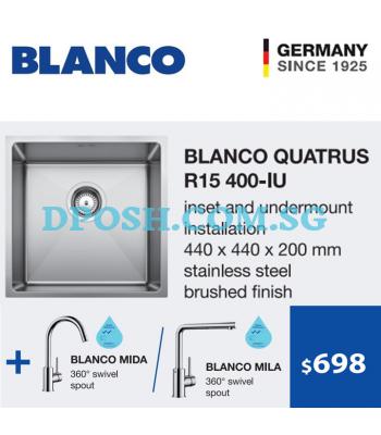 BLANCO Quatrus R15 400-IU + BLANCO MILA L-SPOUT Sink Mixer Tap