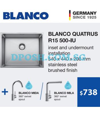 BLANCO Quatrus R15 500-IU + BLANCO MILA L-SPOUT Sink Mixer Tap