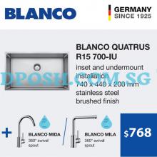 BLANCO Quatrus R15 700-IU + BLANCO MILA L-SPOUT Sink Mixer Tap