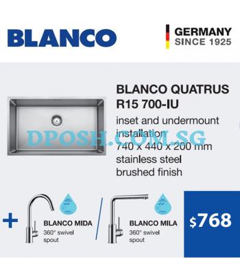 BLANCO Quatrus R15 700-IU + BLANCO MILA L-SPOUT Sink Mixer Tap