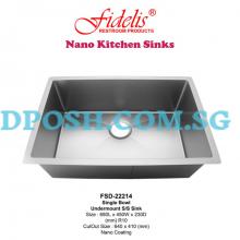 Fidelis-FSD-22214-( NANO COATING ) 1.2mm Stainless Steel Undermount Kitchen Sink 