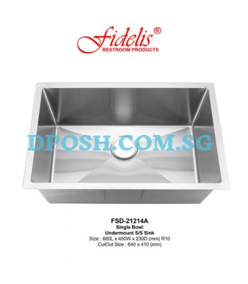 Fidelis-FSD-21214A-1.2mm Stainless Steel Undermount Kitchen Sink