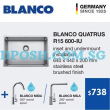 BLANCO Quatrus R15 600-IU + BLANCO MILA L-SPOUT Sink Mixer Tap