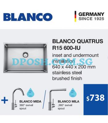 BLANCO Quatrus R15 600-IU + BLANCO MILA L-SPOUT Sink Mixer Tap