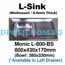 Monic-L-800-BS Stainless Steel Wallmount Kitchen Sink 
