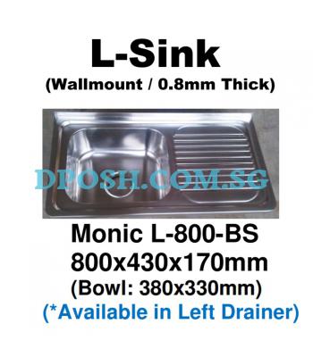 Monic-L-800-BS Stainless Steel Wallmount Kitchen Sink
