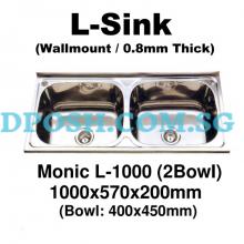 Monic-L-1000-( 2Bowl ) Stainless Steel Wallmount Kitchen Sink 
