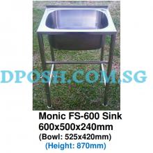 Monic-FS-600 Free Standing Stainless Steel Kitchen Sink with Stainless Steel Leg