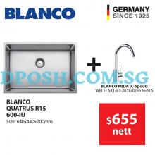 BLANCO Quatrus R15 600-IU + BLANCO MIDA C-SPOUT Sink Mixer Tap