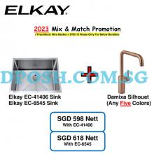 ELKAY-EC-41406 or EC-6545 with  Damixa Silhouet Sink Mixer Tap ( ALL FIVE COLOR )